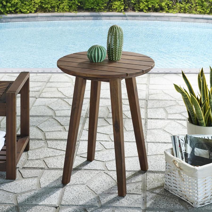 Walker Edison Round Outdoor End Table 20-in W x 20-in L in the Patio ...