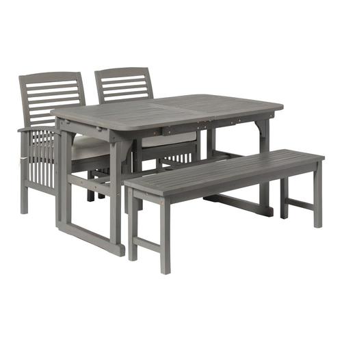 Walker Edison Furniture Company Solid Acacia Wood Patio Outdoor Dining Bench Grey Wash Lawn Garden Accessories - Walker Edison Furniture Company Patio Walker Edison Furniture Company Solid Acacia Wood Patio Outdoor Dining Bench Grey Wash Lawn Garden Accessories - Walker Edison Furniture Company Patio