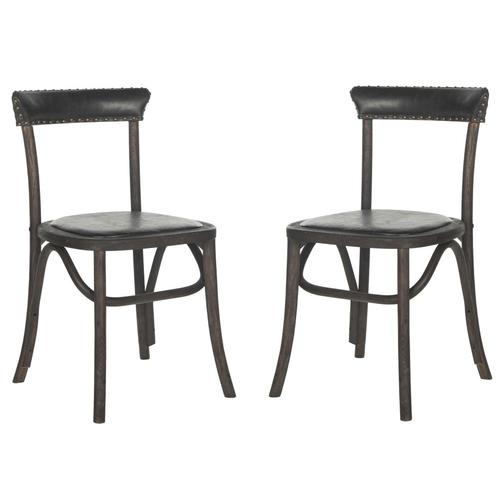 Safavieh Set of 2 Kenny Faux Leather Upholstered Side Chair (Wood Frame) in the Dining Chairs