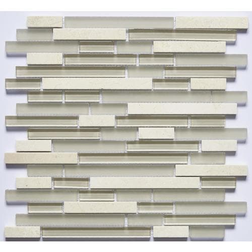 Abolos Premium Linear 11-Pack Beige 12-in X 12-in Multi-finish Glass ...