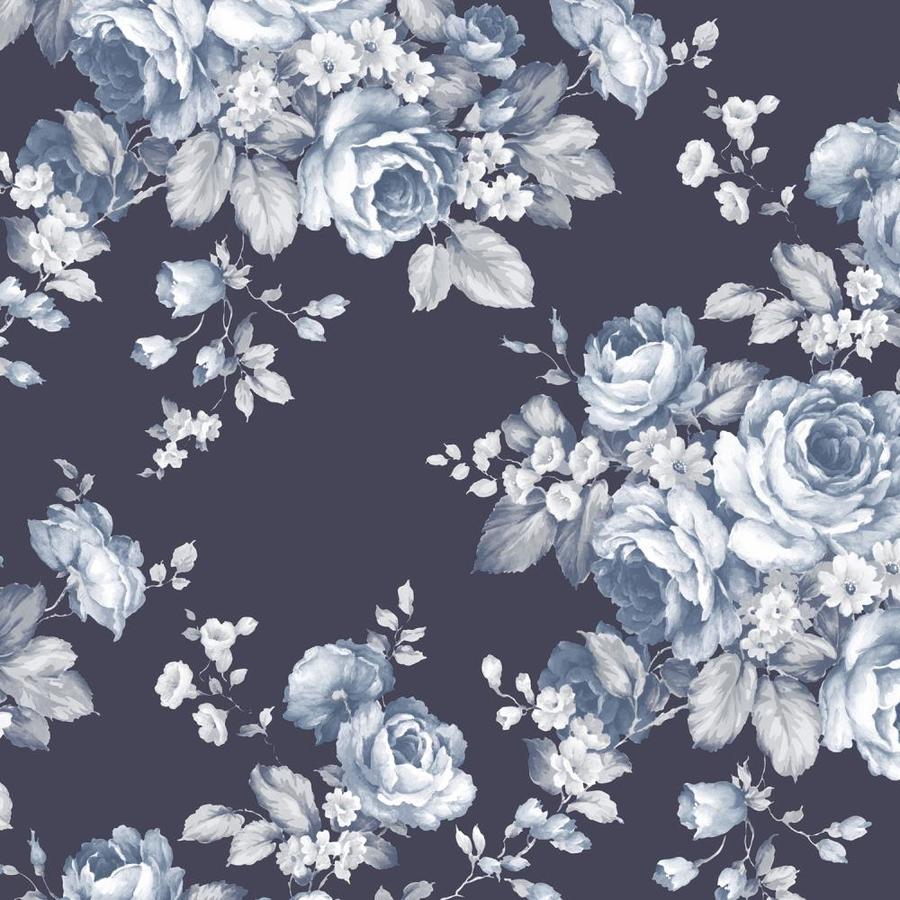 Norwall Flourish 55-sq ft Blue, Navy Vinyl Floral Prepasted Soak and