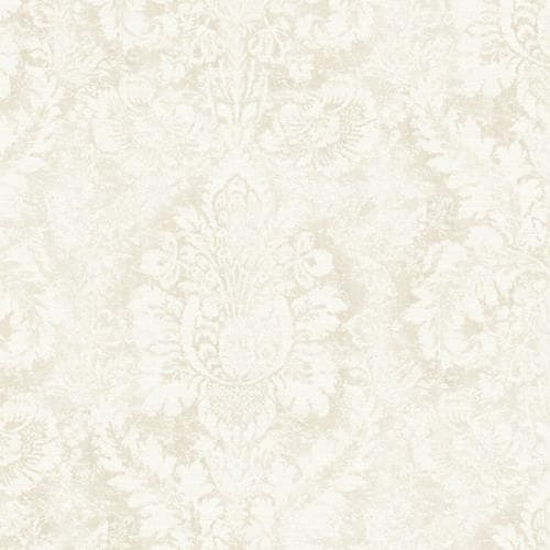 Norwall Flourish 55-sq ft Taupe, Linen Vinyl Damask Prepasted Soak and ...