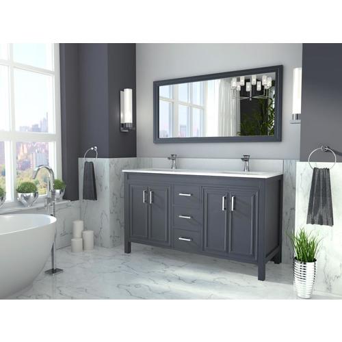 Spa Bathe Cora 60in Pepper Gray Double Sink Bathroom Vanity with White