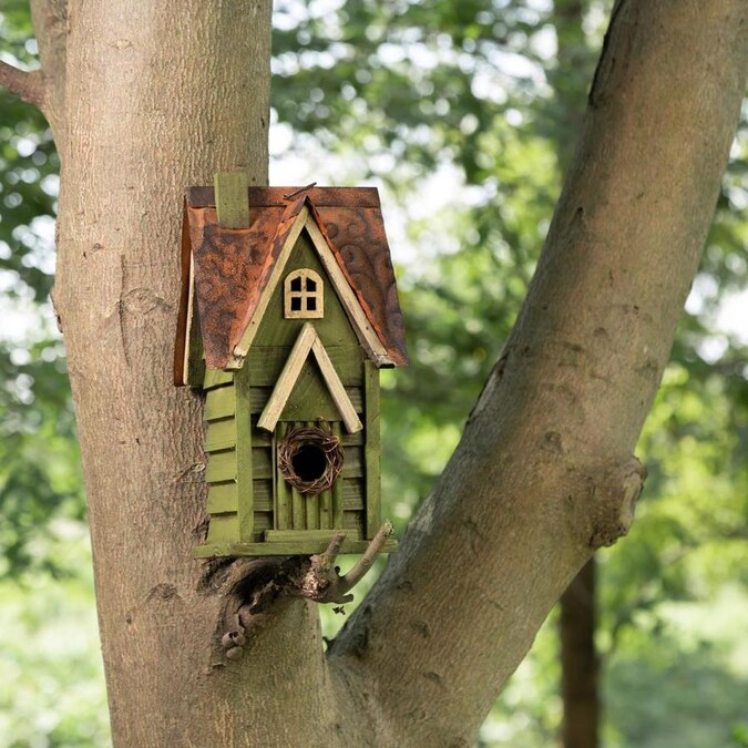 Glitzhome 11.93-in H Multi Wood Variety Decorative Bird House in the ...