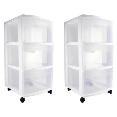 Sterilite Corporation 3 Compartment 3 Drawers Stackable Wheeled