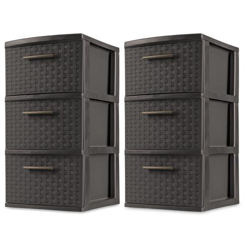 Sterilite Corporation 3 Compartment 3 Drawers Stackable Plastic Drawer ...