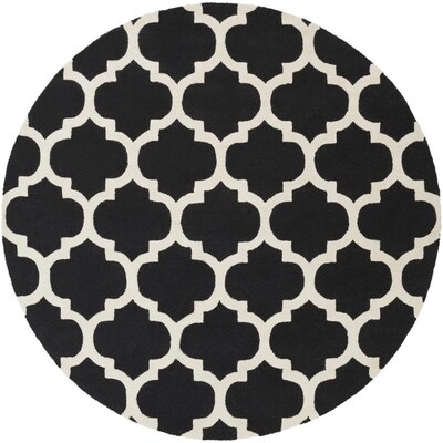 Surya Pollack Black Round Indoor Handcrafted Mid Century Modern - Modern Black And White Round Rug Surya Pollack Black Round Indoor Handcrafted Mid Century Modern - Modern Black And White Round Rug