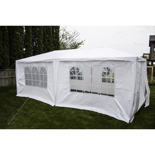 Backyard Expressions 10ft L Rectangle White Party Canopy in the