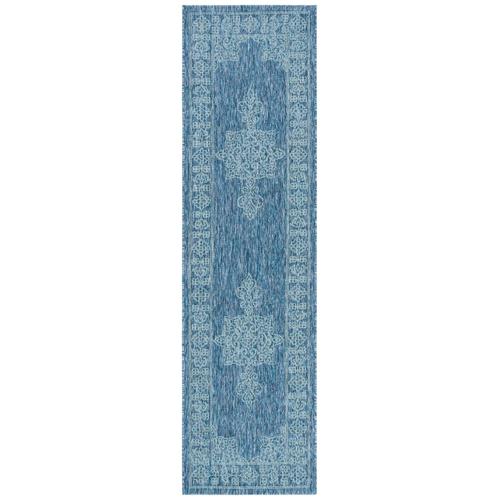 Safavieh Courtyard 2 x 8 Navy/Ivory Abstract Coastal Runner in the Rugs