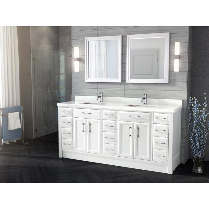Spa Bathe Calumet 75-in White Undermount Double Sink Bathroom Vanity ...