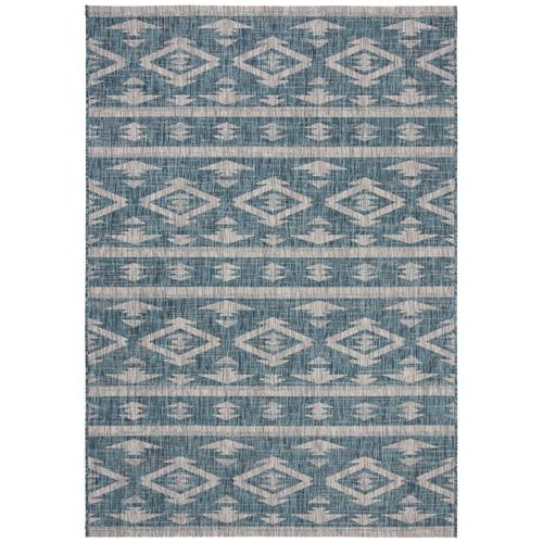 Safavieh Courtyard Tempe 4 x 6 Teal/Gray Indoor/Outdoor Distressed