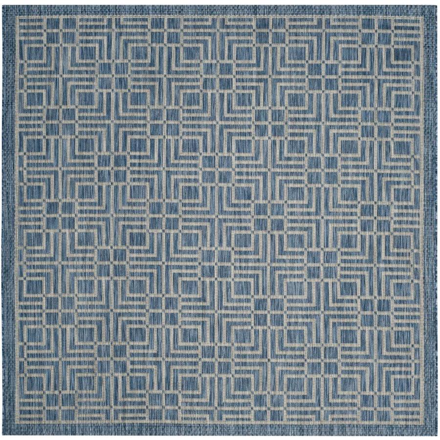 Safavieh Courtyard Metro 7 x 7 Navy/Gray Square Indoor/Outdoor