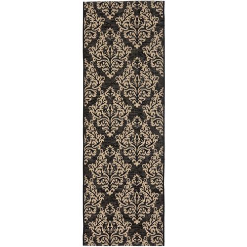 Safavieh Courtyard 2ft3in X 6ft7in (Black/Creme) Black/Creme Indoor/Outdoor Coastal Runner