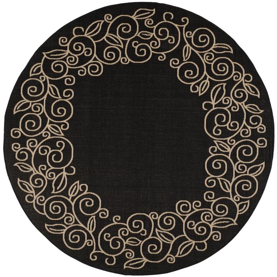 Safavieh Courtyard Torrence 8 x 8 Black/Beige Round Indoor/Outdoor ...