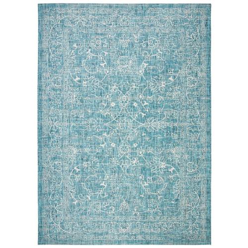 Safavieh Courtyard 9ft X 12ft (Turquoise) 9 x 12 Turquoise Indoor/Outdoor Distressed/Overdyed