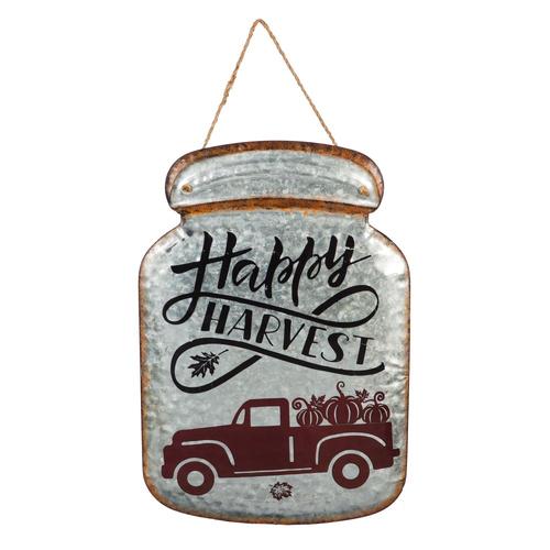Evergreen Happy Harvest Mason Jar Metal Wall Decor in the Christmas