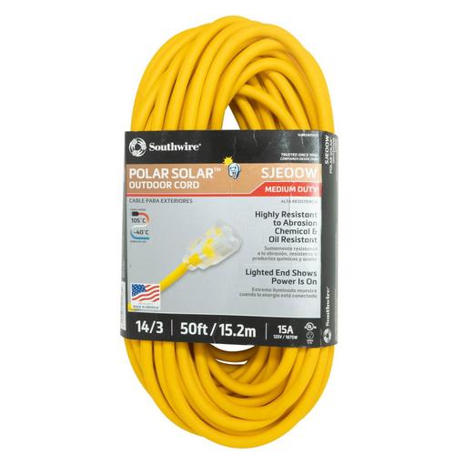 Southwire Polar/Solar 50ft 14/3 3Prong Outdoor Sjeoow Heavy Duty