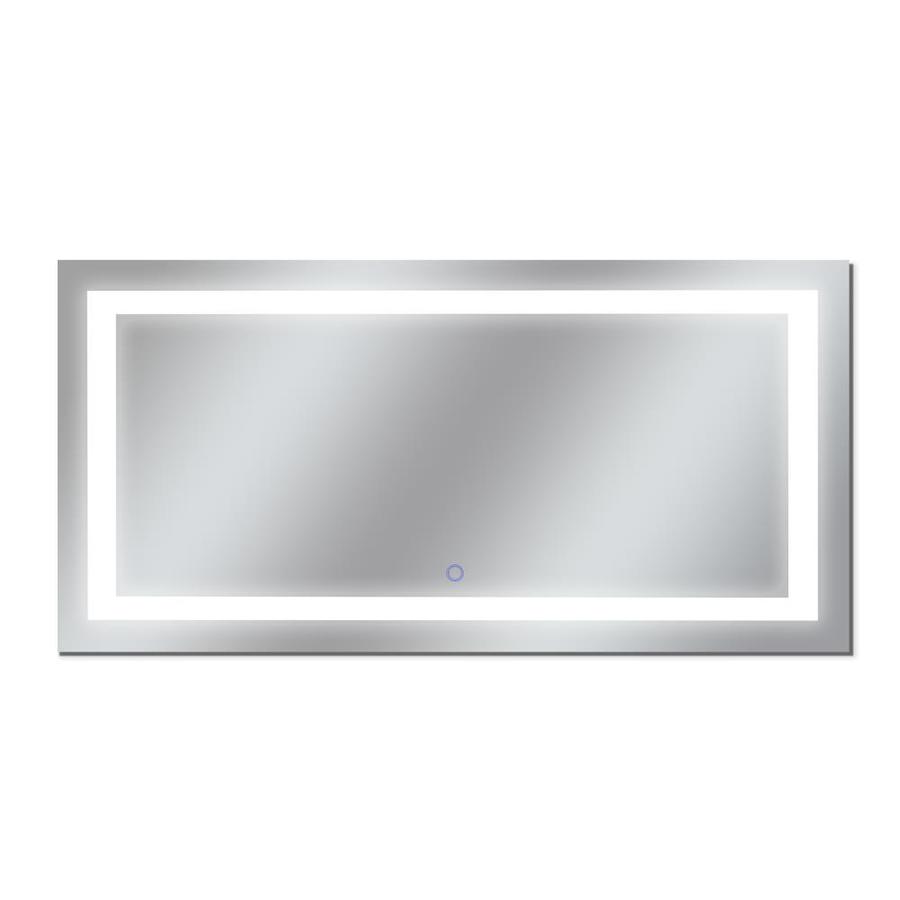 Dyconn Faucet Edison 72-in Silver Rectangular Frameless Lighted LED Bathroom Mirror