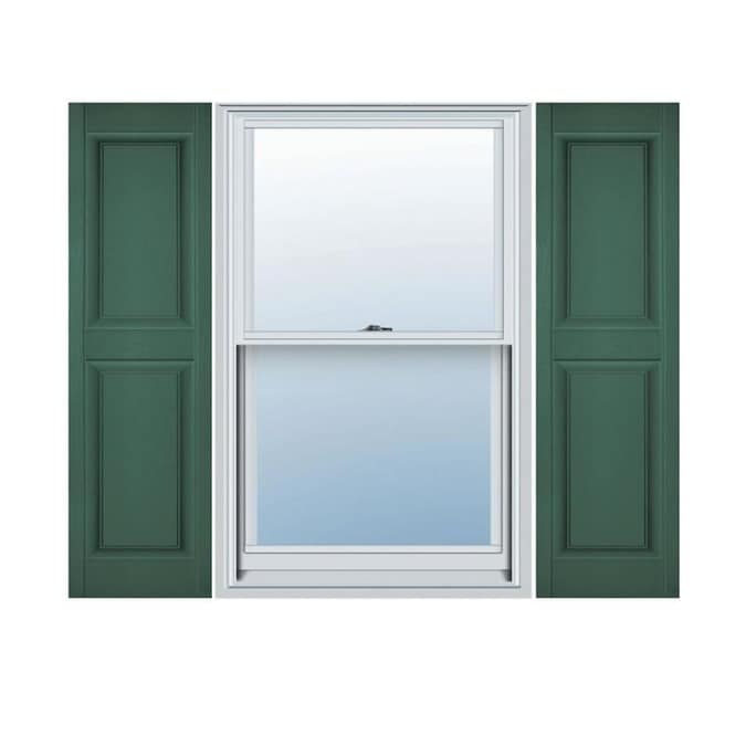 12 x 63 Ekena Millwork LP2S12X06300FG Lifetime Vinyl Standard Two Equal Raised Panel Shutters Forest Green