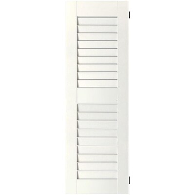 Ekena Millwork White Louvered Wood Exterior Shutters Common 15 In X 34 Actual At Lowes Ekena Millwork White Louvered Wood