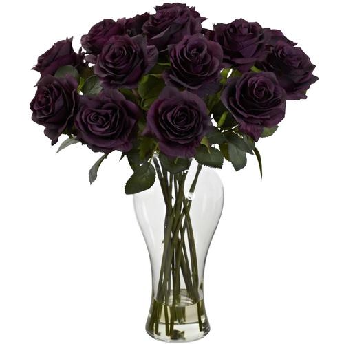 Nearly Natural 18in Purple Artificial Rose Flowers in the Artificial Plants & Flowers