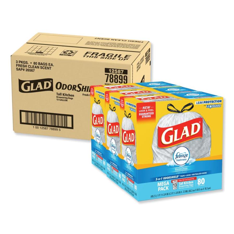 Glad 240-Pack 13-Gallon Fresh Clean White Plastic Can Trash Bag in the ...