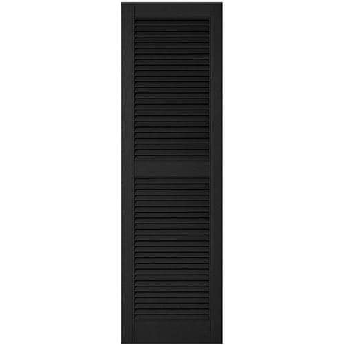  Black Louvered Vinyl Exterior Shutters 