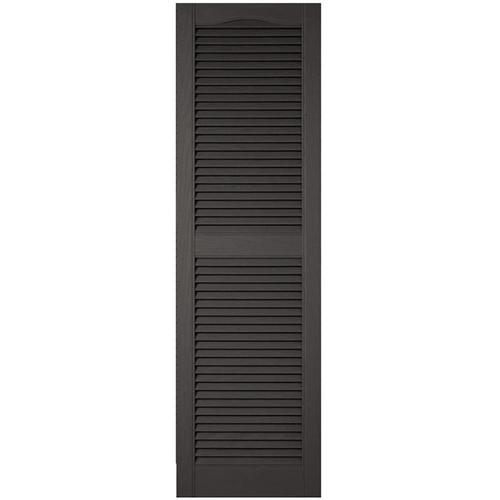 Ekena Millwork Tuxedo Grey Louvered Vinyl Exterior Shutters (Common: 14 ...