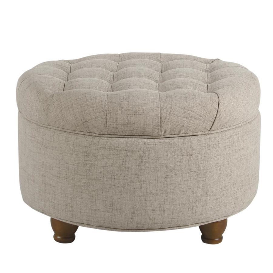 Benzara Modern Beige Round Storage Ottoman in the Indoor Ottomans ...