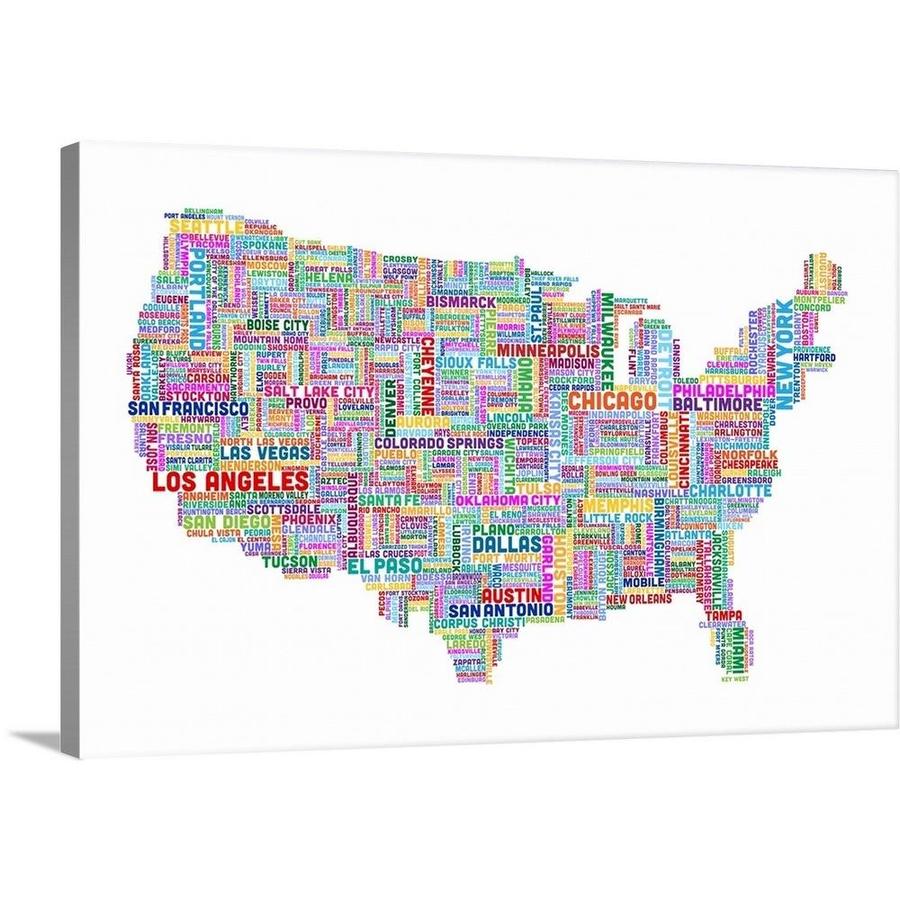 Greatbigcanvas United States Cities Text Map M At Lowes Com