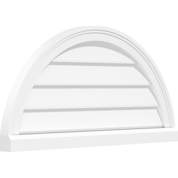 Ekena Millwork 24in W x 12in H Half Round Surface Mount PVC Gable Vent NonFunctional, w/2in