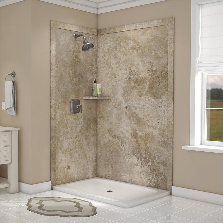 FlexStone Elegance 2 Mocha Travertine Panel Kit Shower Wall Surround ...