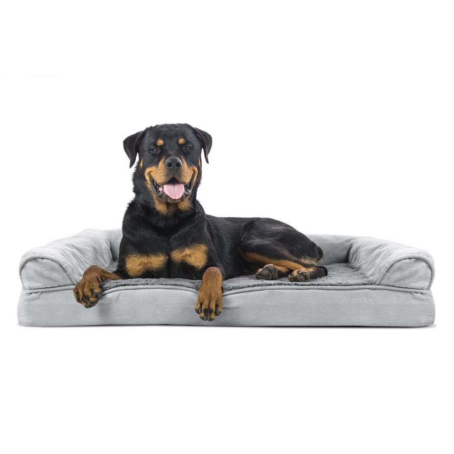 FurHaven Gray Polyester Rectangular Dog Bed (XLarge) in the Pet Beds