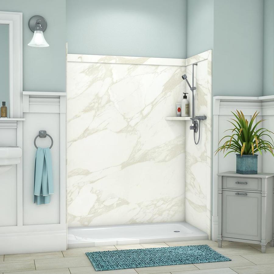 FlexStone Royale Calacatta Cream Panel Kit Shower Wall Surround (Common ...