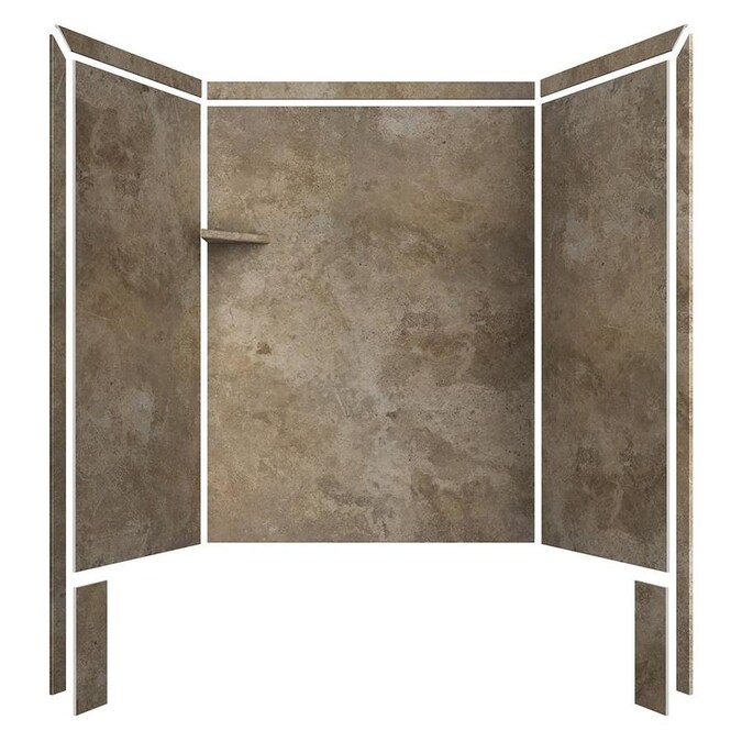 flexstone royale mocha travertine panel kit shower wall surround 60 in x 36 in