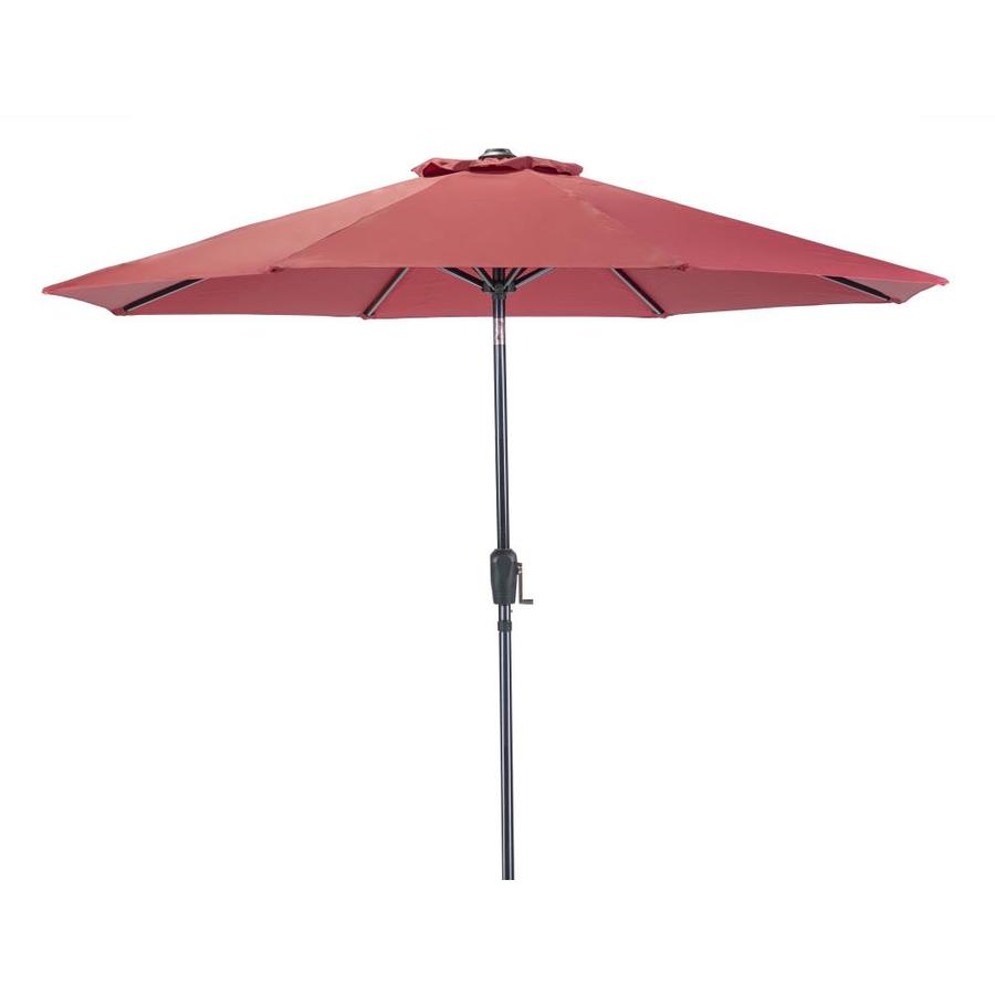 Sunnydaze Decor 9 Ft Octagon Red With Black Steel Frame Solar Powered Push Button Tilt Market Patio Umbrella In The Patio Umbrellas Department At Lowes Com