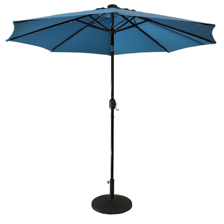 Sun Ray 106 3 Ft Round Navy Blue With Black Aluminum Frame Solar Powered Push Button Tilt Market Patio Umbrella In The Patio Umbrellas Department At Lowes Com