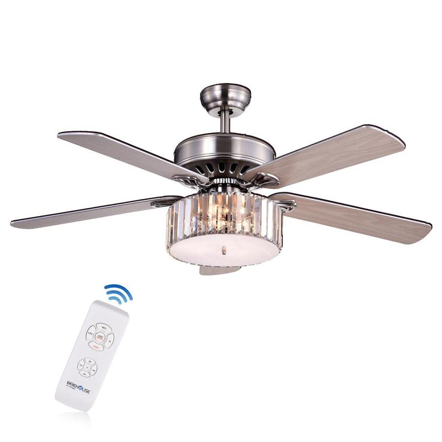 Home Accessories Inc 52-in Satin Nickel Indoor Ceiling Fan with Light Kit and Remote