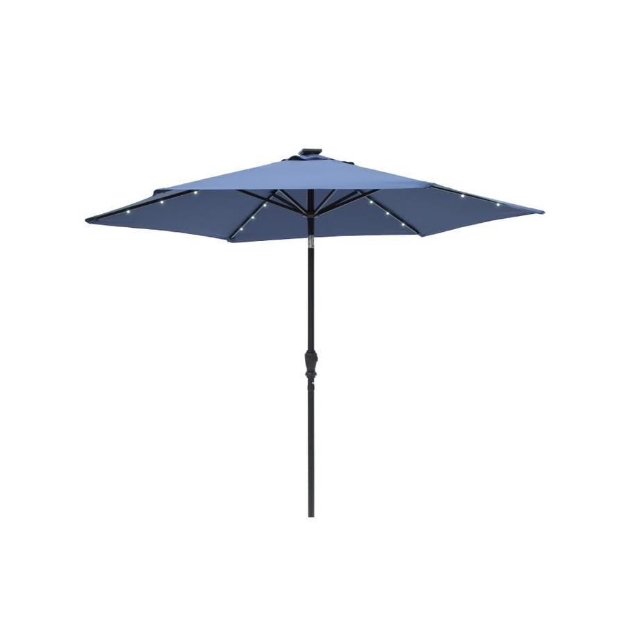 Sun Ray 106 3 Ft Round Navy Blue With Black Aluminum Frame Solar Powered Push Button Tilt Market Patio Umbrella In The Patio Umbrellas Department At Lowes Com