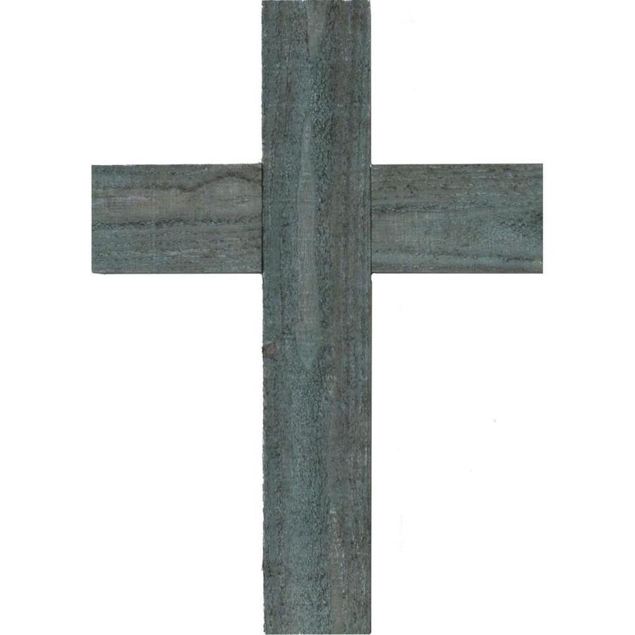 Ekena Millwork 12-in W x 16-in H x 3/4-in D Vintage Farmhouse Cross, Barnwood Decor Collection, Driftwood Blue