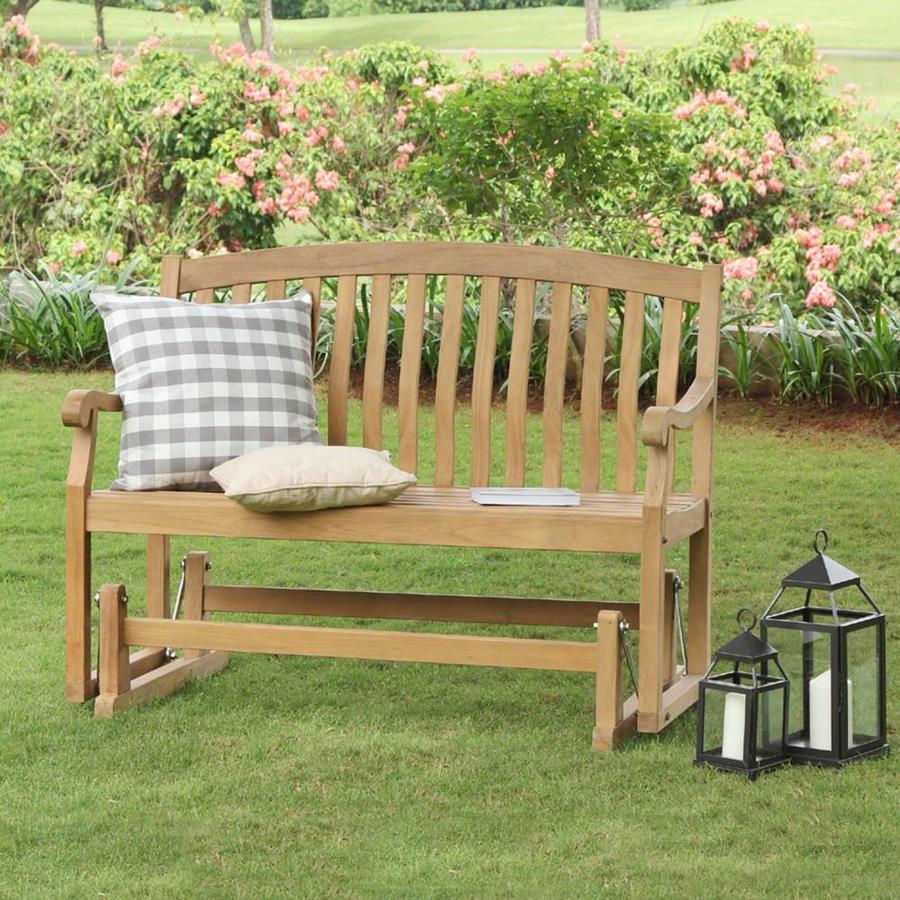 Cambridge Casual Colton 2-Person Natural Teak Wood Outdoor Glider in ...