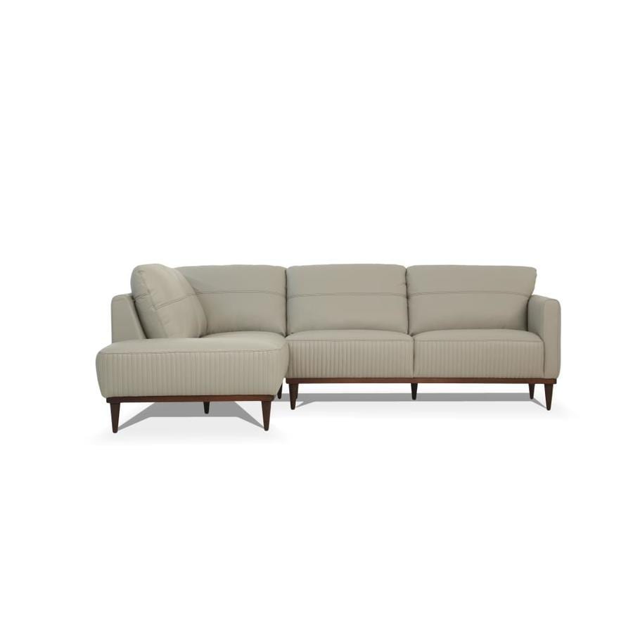 Acme Furniture Tampa Modern Pearl Gray Leather Sectional At Lowes Com
