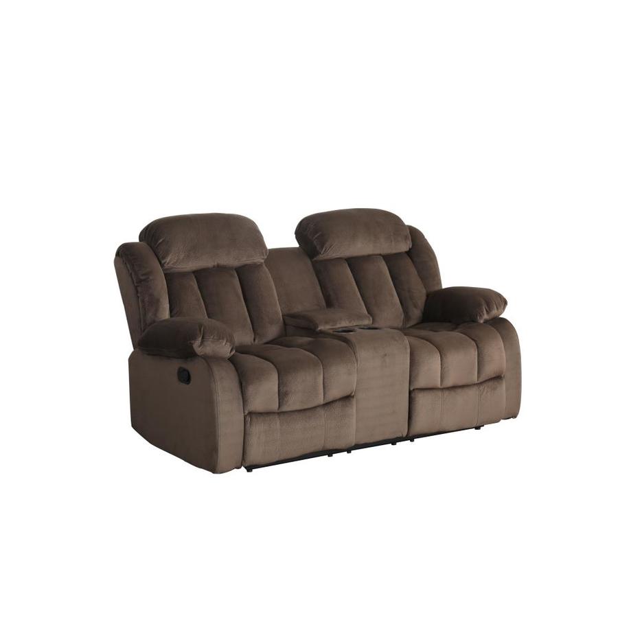 Sunset Trading Teddy Bear Casual Cocoa Brown Suede Reclining Sofa in the Couches, Sofas