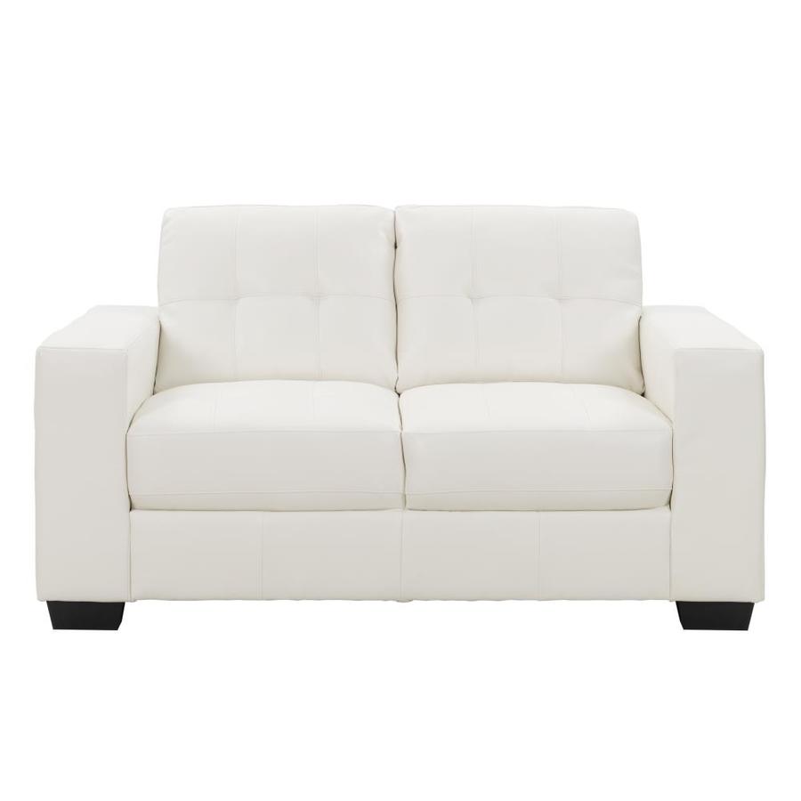 CorLiving Club Modern White Faux Leather Loveseat in the Couches, Sofas ...