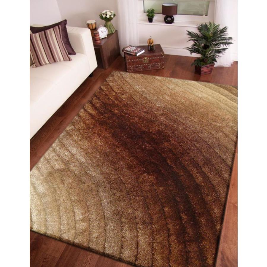 Amazing Rugs 3D Shaggy Hand Tufted Brown Swirl Area Rug