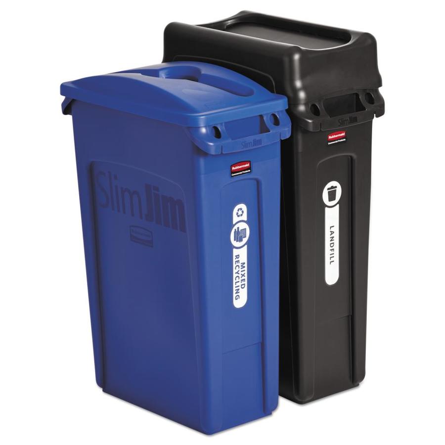 Rubbermaid Commercial Products Slim Jim 1 23-Gallon Black/Blue Commercial Recycling Bin