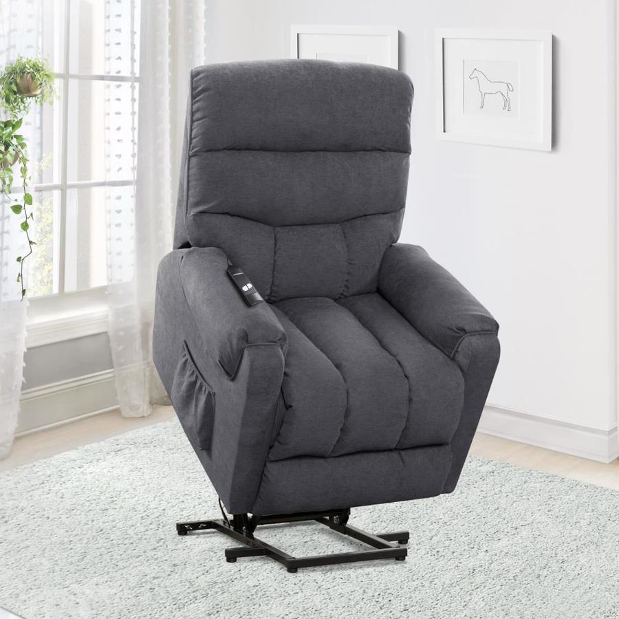 CorLiving Dallas Navy Blue Chenille Powered Reclining Recliner with ...