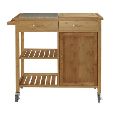 Linon Roberts Bamboo Kitchen Cart At Lowes Linon Roberts Bamboo Kitchen Cart At Lowes