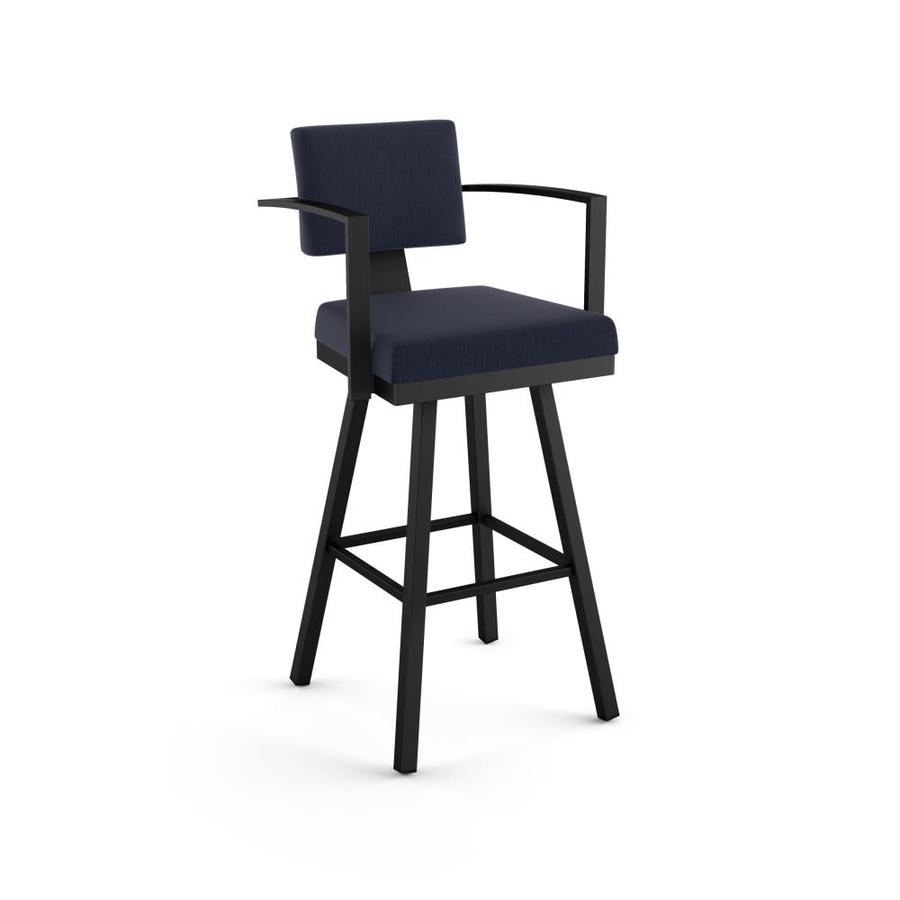 Amisco Akers Dark Navy Blue Counter Upholstered Swivel Bar Stool