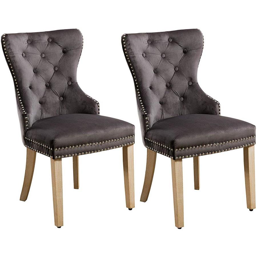 Clihome Set Of 2 Zb Dining Chair Contemporary Modern Velvet Upholstered Dining Side Chair Wood Frame In The Dining Chairs Department At Lowes Com